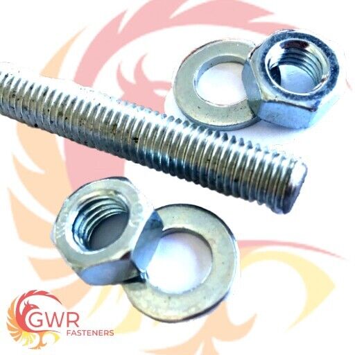 METRIC THREADED BAR WITH NUTS & WASHERS 8.8 HIGH TENSILE STEEL ROD STUDDING STUD